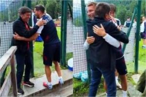 Canta con Orsolini, abbraccia Immobile: lo show di Gianni Morandi con il Bologna