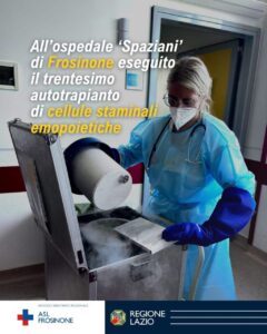 Ospedale Frosinone: 30esimo autotrapianto di cellule staminali emopoietiche