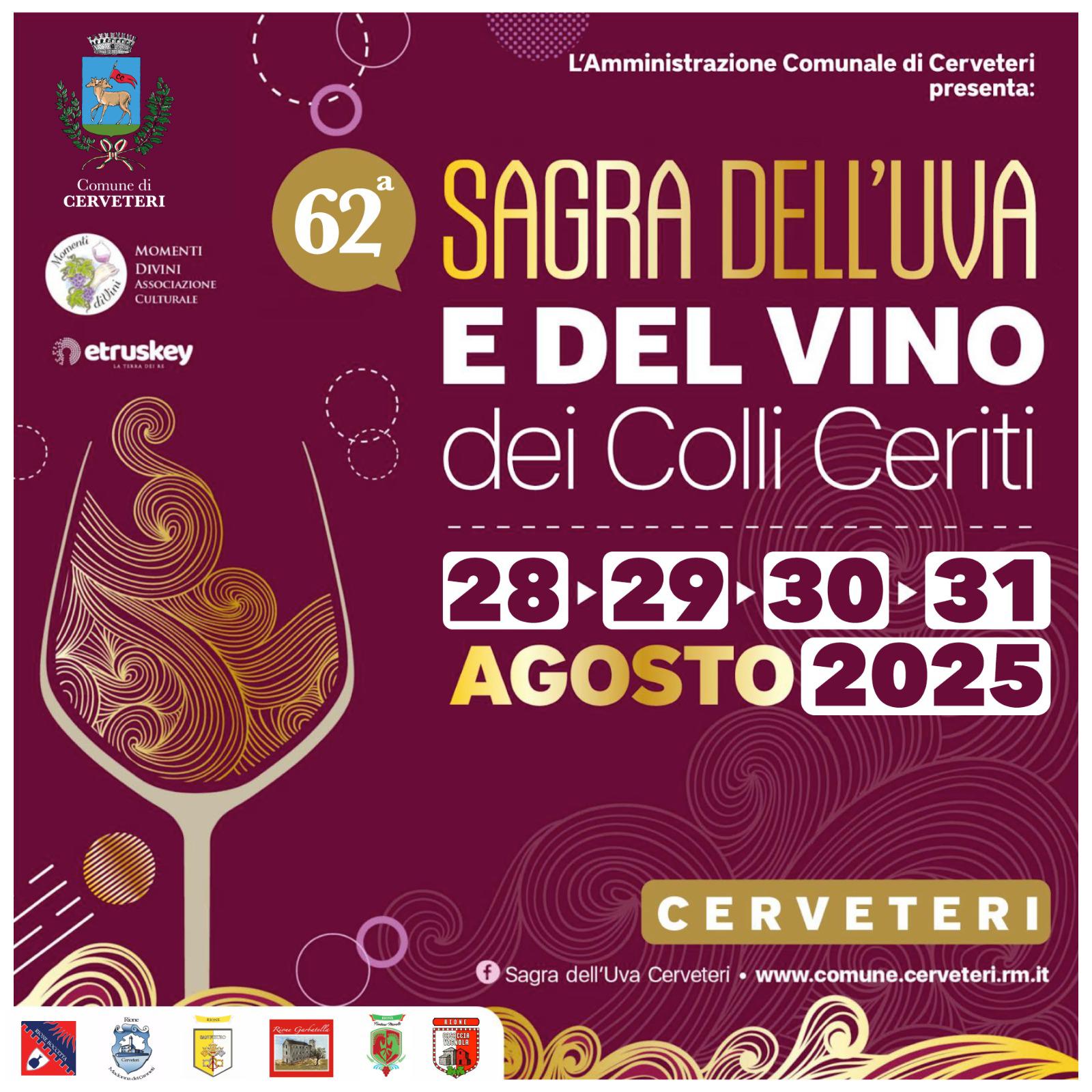 Al via a Cerveteri la 62° edizione della Sagra dell’Uva e del Vino dei Colli Ceriti