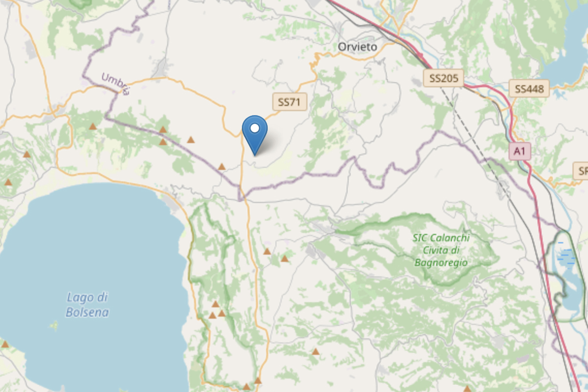 Terremoto di magnitudo 2.2 con epicentro a 5 chilometri da Bolsena