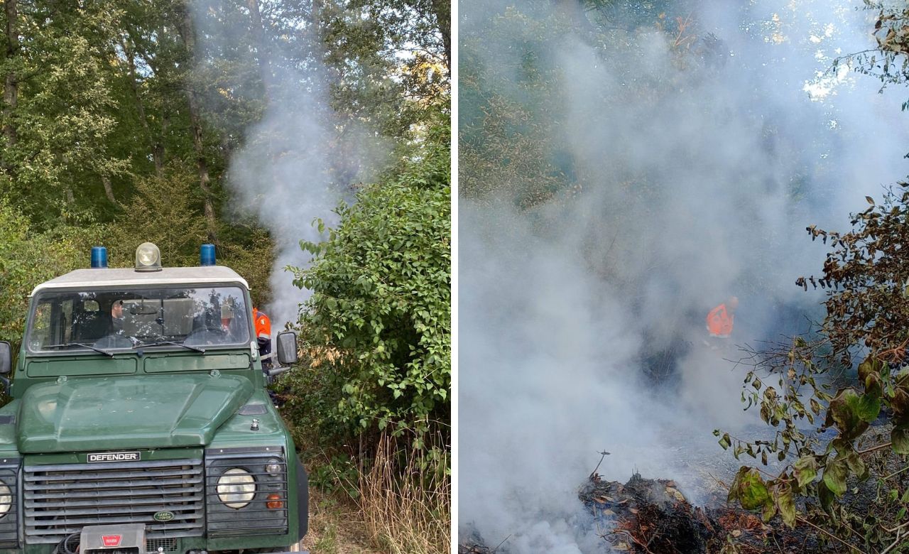 Vetralla – Incendio sulla Blerana, intervento di volontari e vigili del fuoco