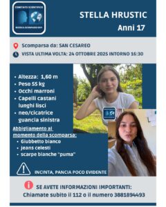 Allarme per Stella, diciassettenne incinta scomparsa da San Cesareo