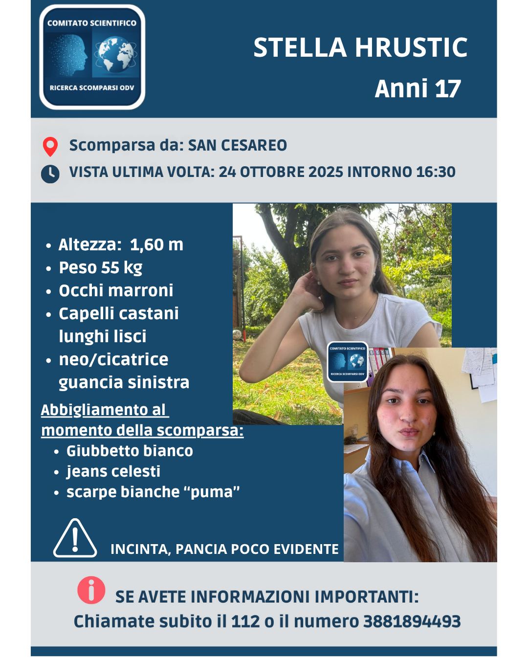 Allarme per Stella, diciassettenne incinta scomparsa da San Cesareo