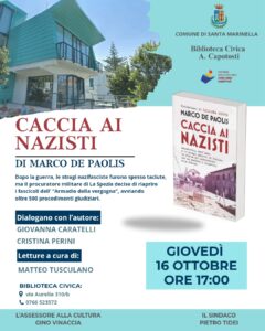 Santa Marinella – Giovedì la presentazione di Caccia ai Nazisti, l’ultima opera del procuratore De Paolis