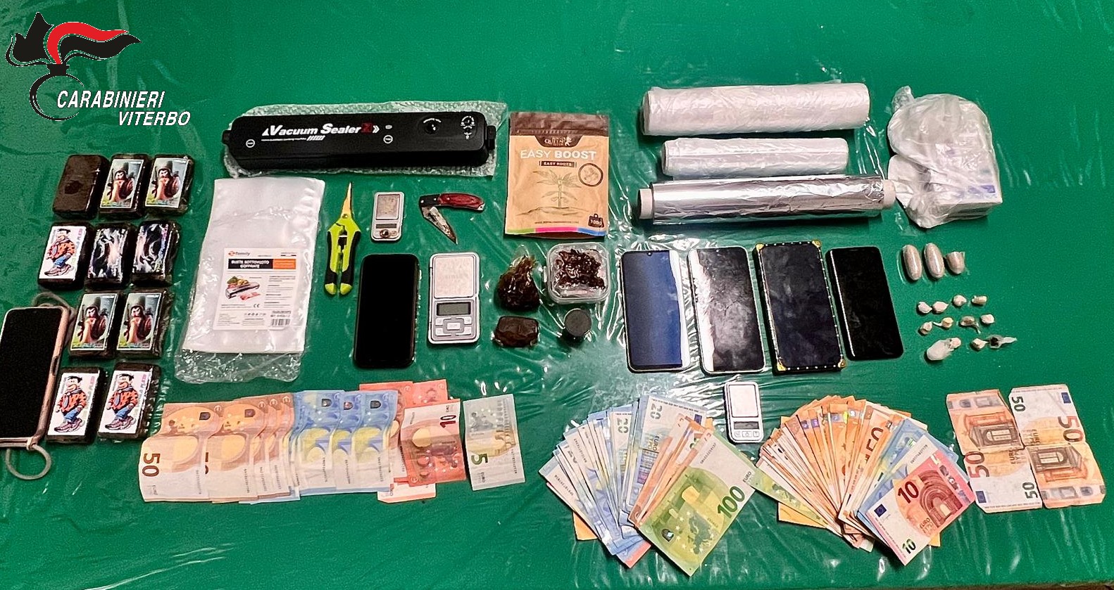 Operazione antidroga tra Vetralla e Viterbo: quattro arresti tra hashish, eroina e funghi allucinogeni