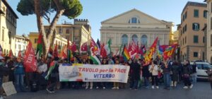 Viterbo – Usb, Arci, Cobas, Cgil: tutti uniti in piazza per Gaza e lo sciopero generale (VIDEO)
