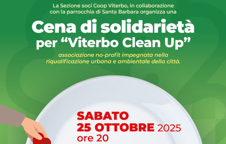 Viterbo Clean Up, conto alla rovescia per la cena solidale del 25 ottobre