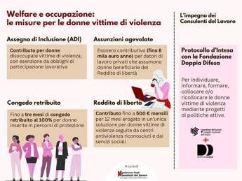 Violenza su donne, Consulenti lavoro: impegno con Fond. Doppia Difesa, ecco opuscolo informativo con misure per aiuto