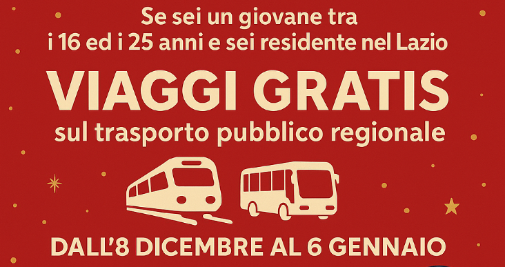 Civitavecchia – FdI: “Dall’8 dicembre al 6 gennaio i giovani del Lazio potranno viaggiare gratuitamente su tutti i mezzi del trasporto pubblico regionale”