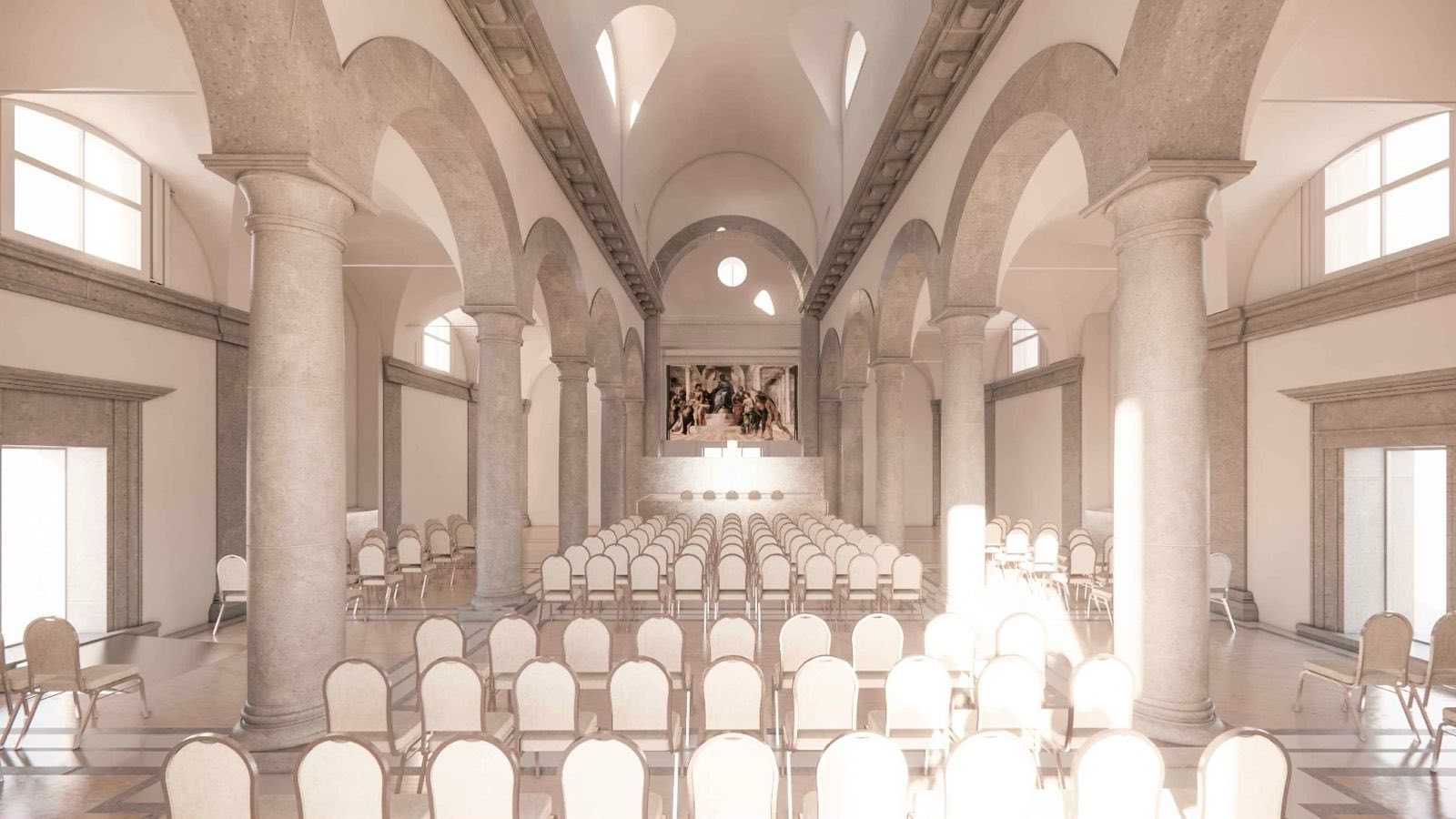 Viterbo – Ex chiesa degli Almadiani, svelati i rendering del recupero: “Già una fila di richieste per il nuovo spazio” (FOTO)