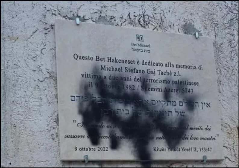 Roma – Scritte pro Pal sui muri, vandalizzata una sinagoga a Monteverde