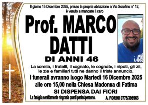 Ferentino – È morto per un malore improvviso Marco Datti, insegnante di 46 anni