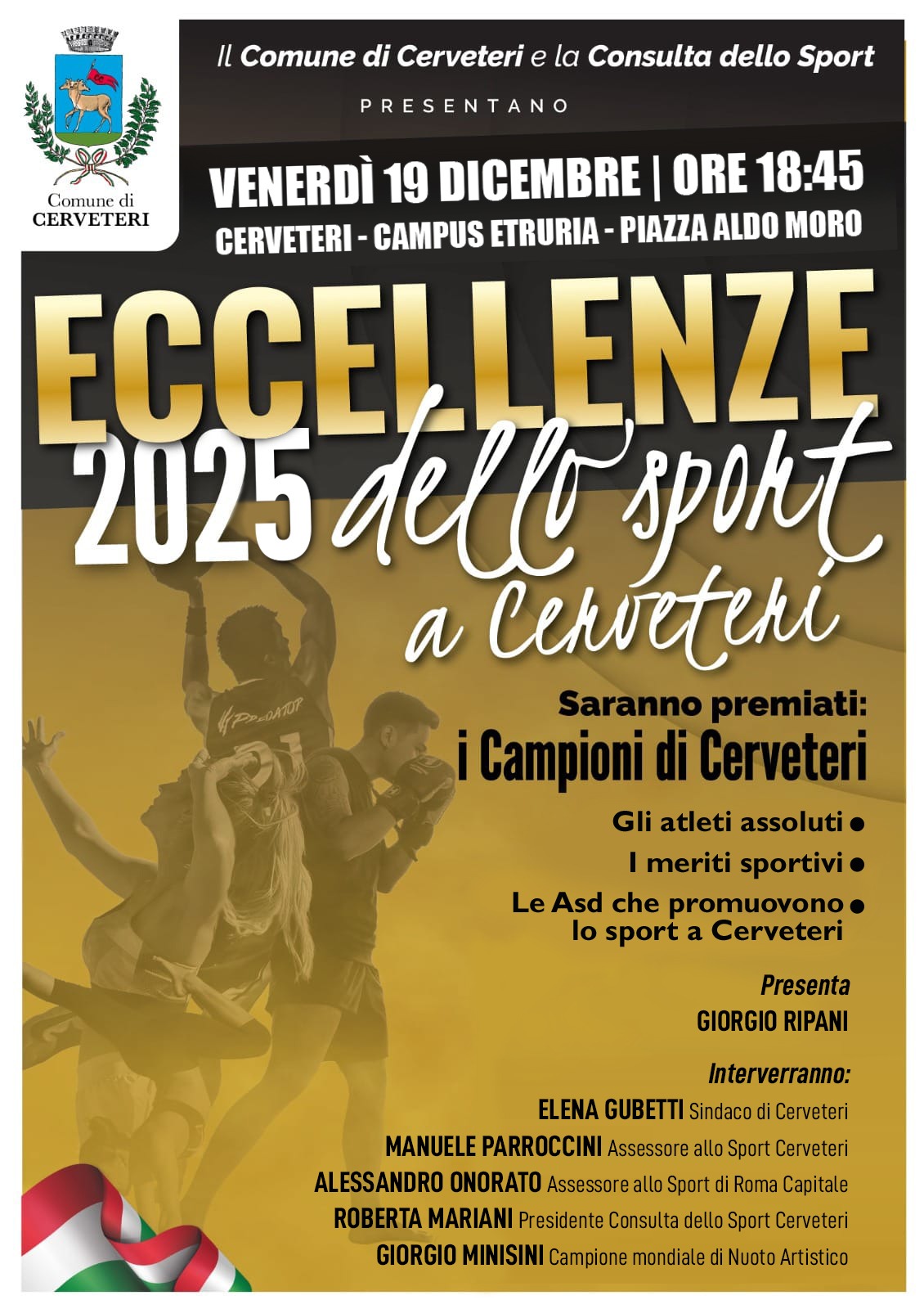 A Cerveteri “Eccellenze dello Sport”, un grande evento per premiare gli atleti della città