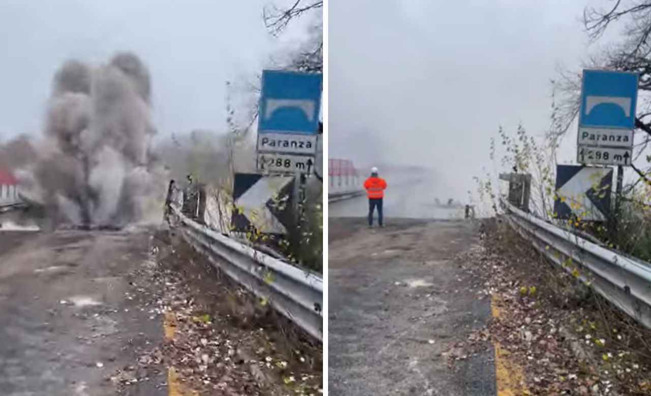 Orte – Superstrada, abbattuto il viadotto Paranza in direzione Viterbo (VIDEO)