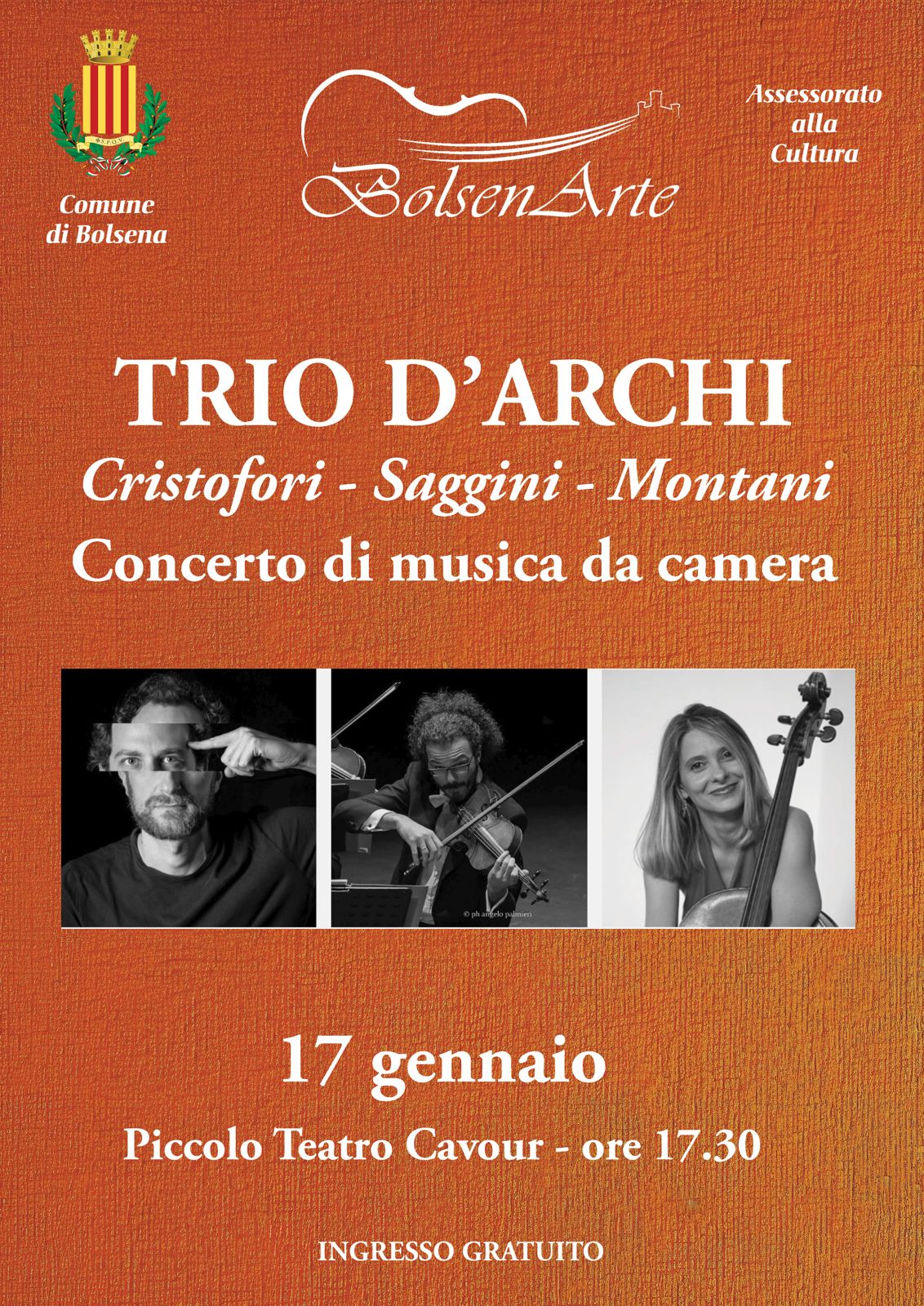 Il BolsenArte Winter Music Festival prosegue con il trio d’archi Cristofori – Saggini – Montani