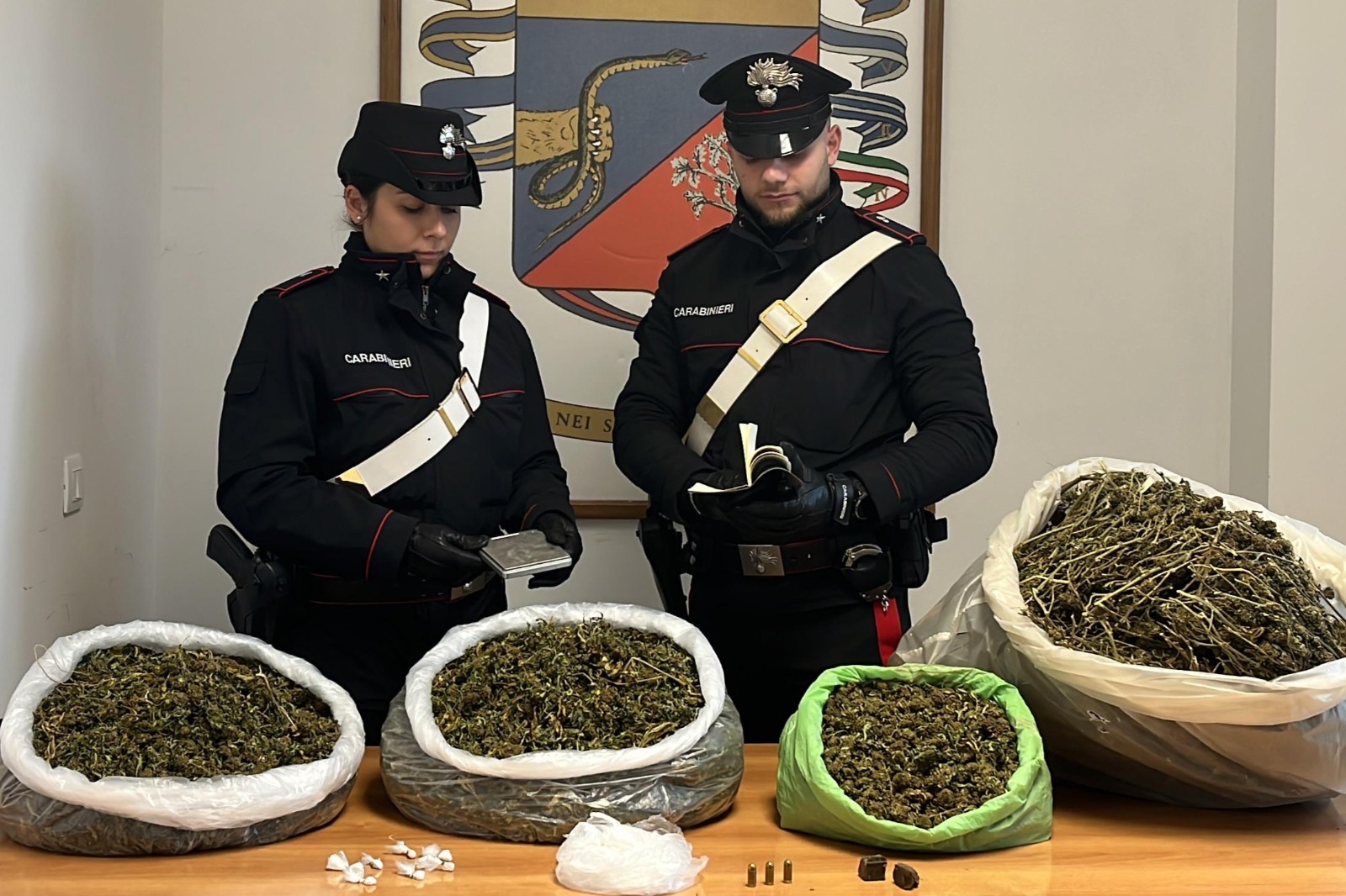 Cerveteri – Blitz antidroga dei Carabinieri: sequestrati 4,5 chili di marijuana, in due in manette