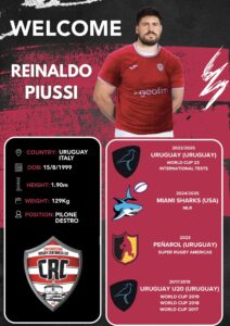 Ancora rinforzi per il Civitavecchia Rugby, primo a punteggio pieno: ecco l’italo uruguaiano Reinaldo Piussi