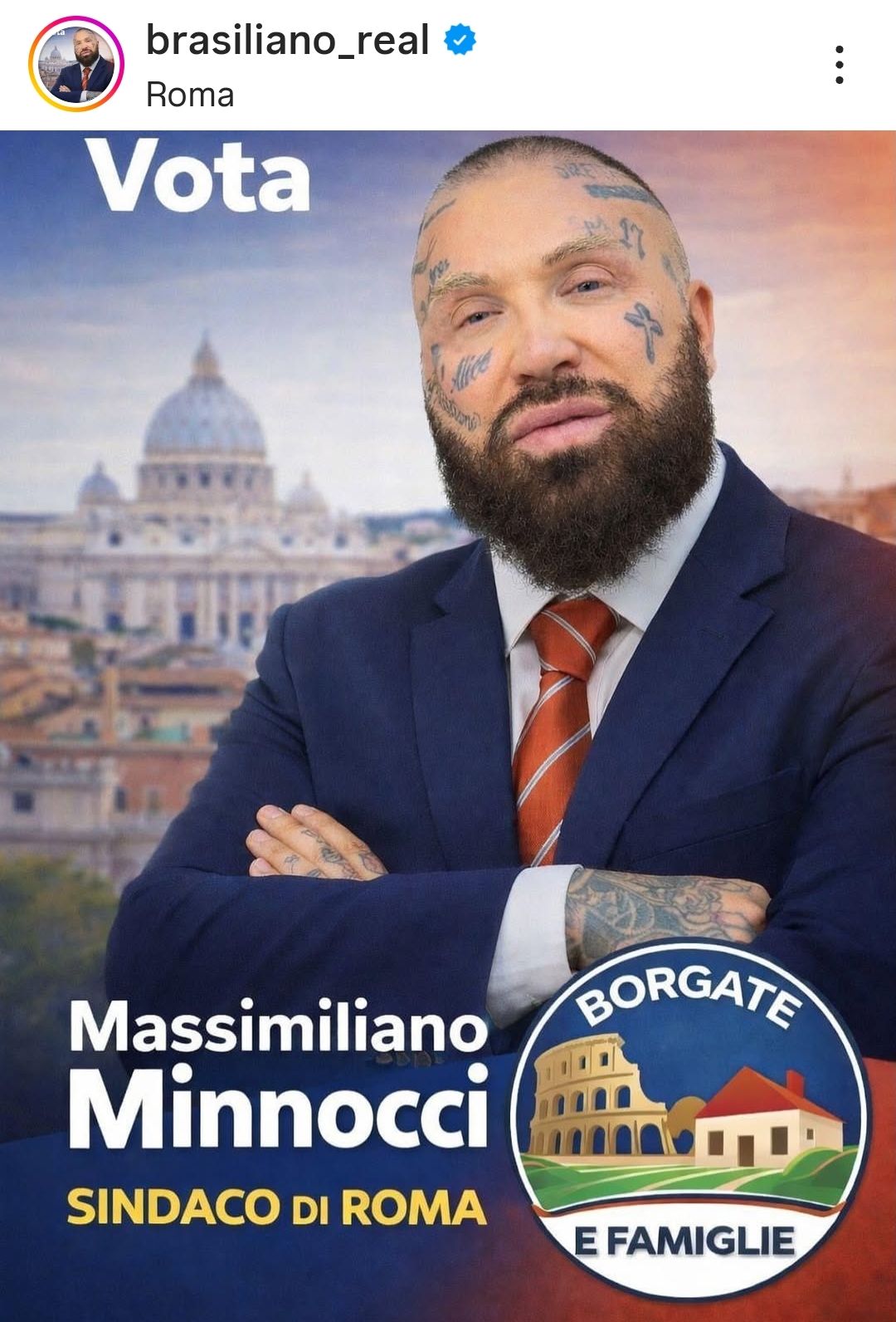“Il Brasiliano” Massimiliano Minnocci, pluripregiudicato, lancia la sua candidatura a sindaco di Roma: fake o operazione di branding?