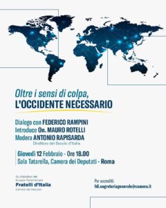 “Oltre il senso di colpa. L’Occidente necessario”, incontro con Federico Rampini alla Camera dei Deputati