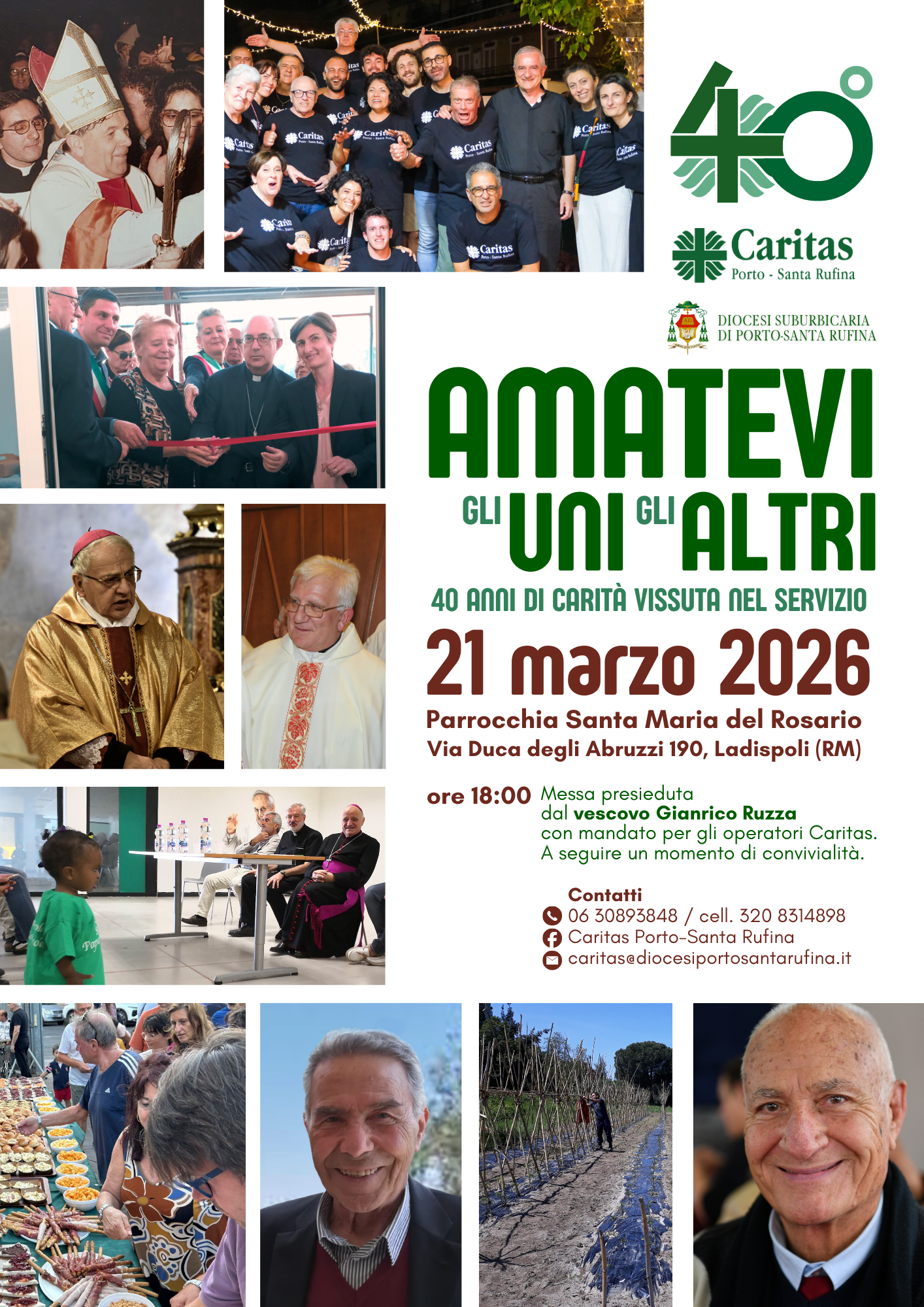 La Caritas di Porto-Santa Rufina compie 40 anni, messa a Ladispoli con il vescovo Ruzza
