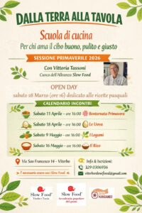 Viterbo – Nuova scuola di cucina Slow food, a dirigerla Vittoria Tassoni