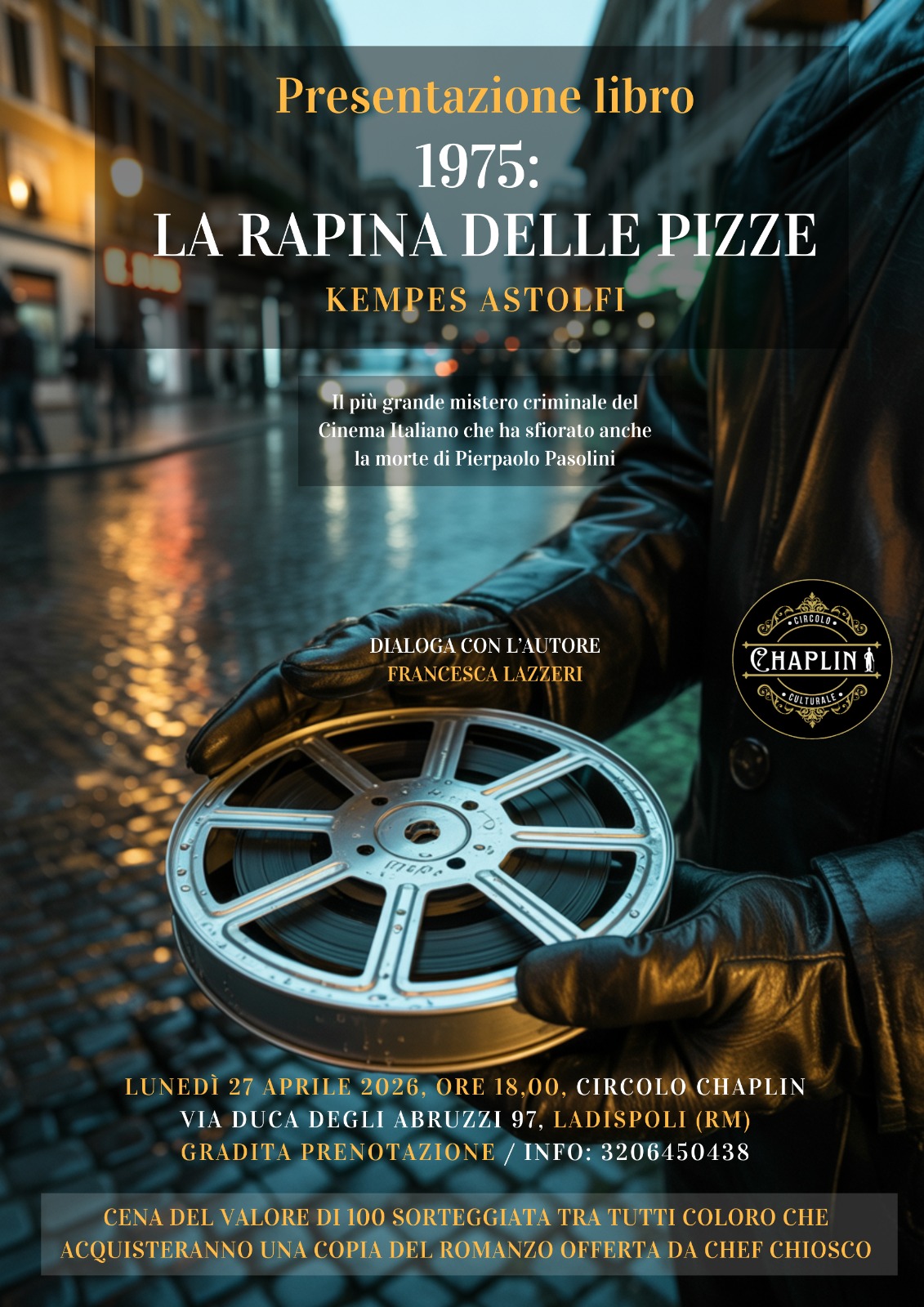 “1975, la Rapina delle Pizze” sbarca pure a Ladispoli, stasera la presentazione del thriller di Astolfi