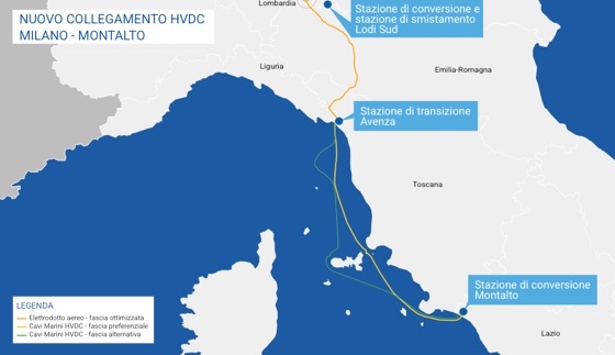 Elettrodotto da Milano a Montalto di Castro, partono le indagini sui fondali: progetto da 28 milioni di euro