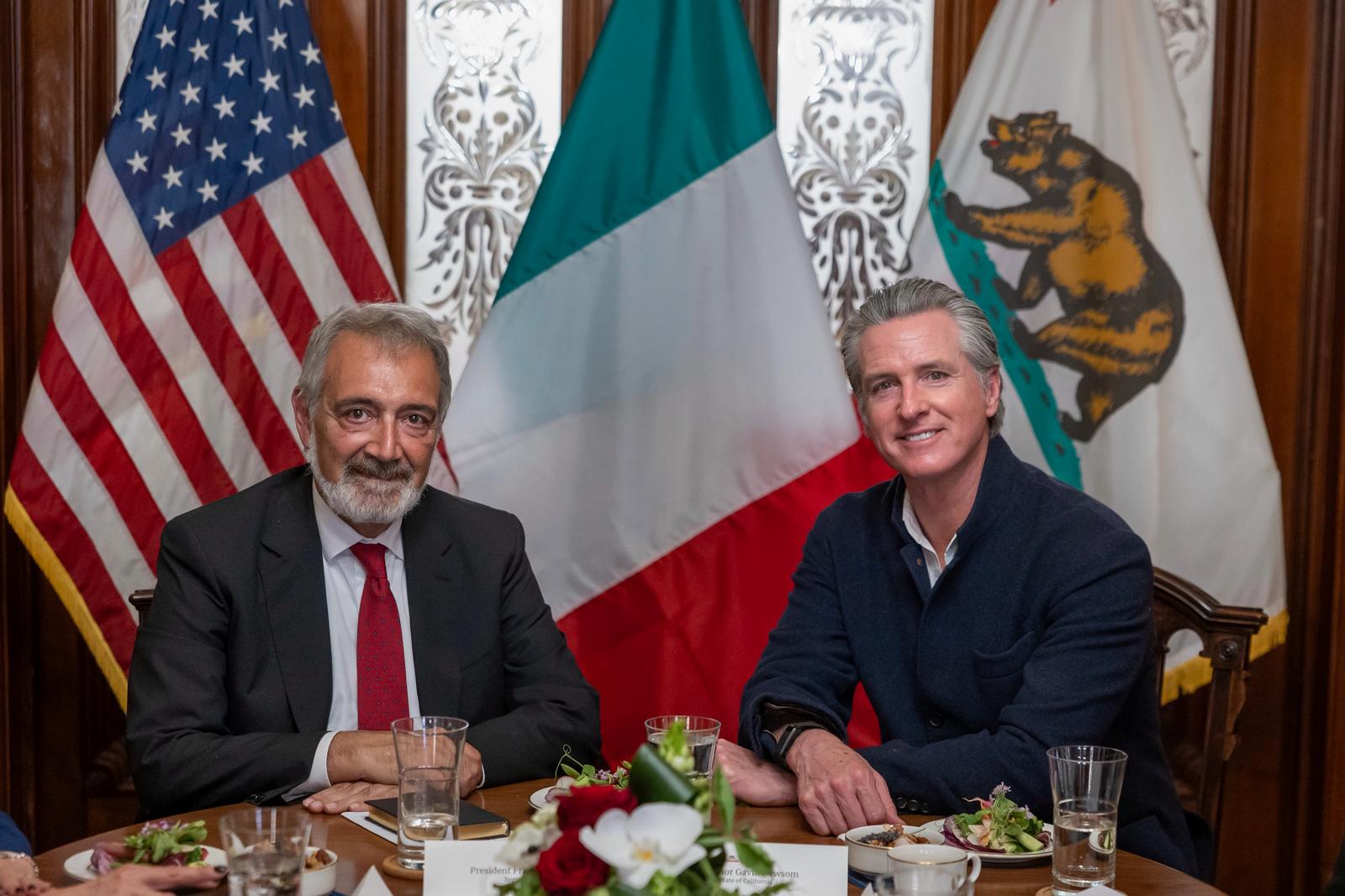 Regione Lazio – Francesco Rocca incontra il governatore californiano Gavin Newsom (FOTO)