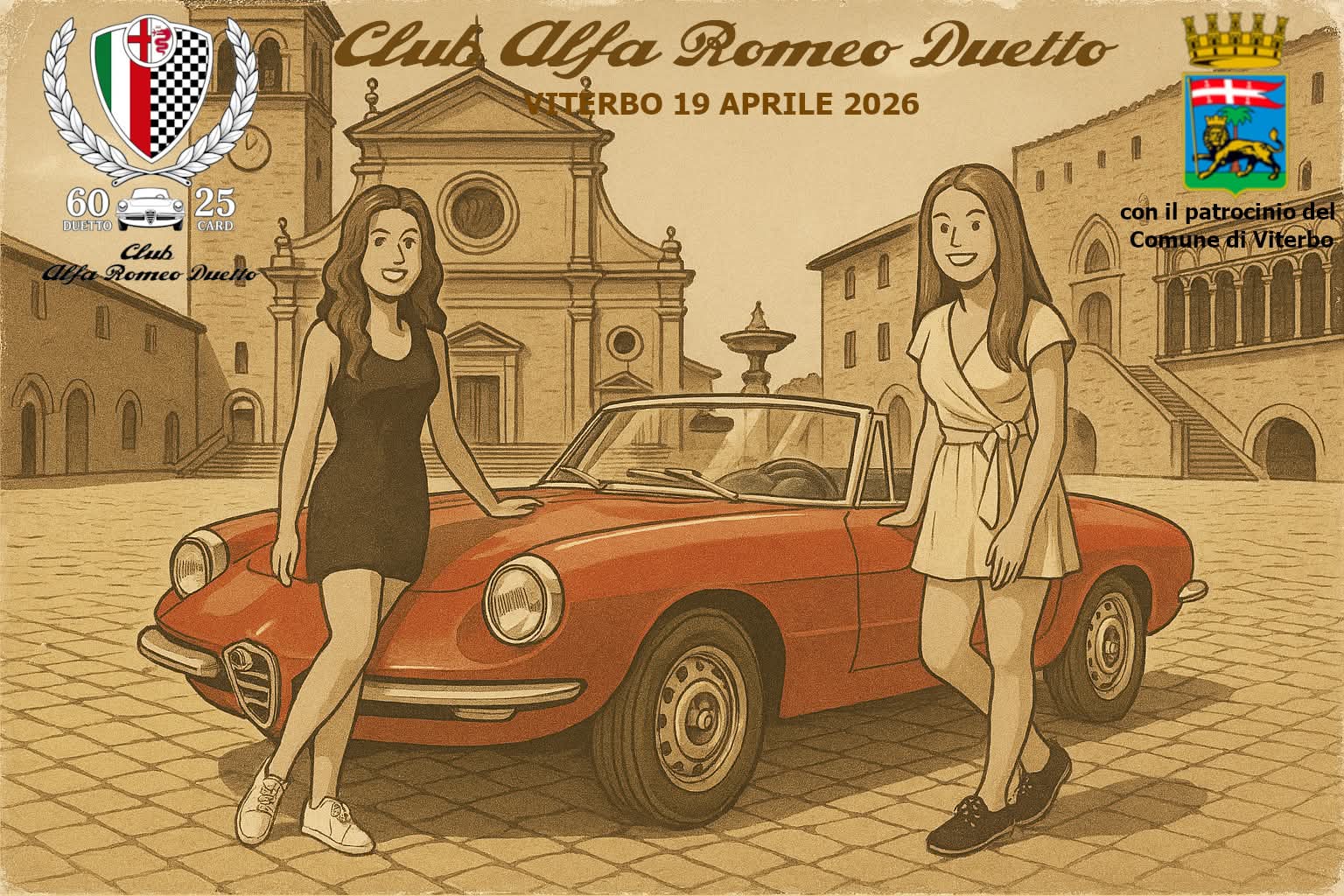 Viterbo – Il fascino senza tempo dell’Alfa Romeo Duetto conquista il quartiere San Pellegrino