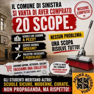 Civitavecchia – Azione Studentesca: “Il Comune si vanta di aver acquistato 20 scope per le palestre scolastiche”