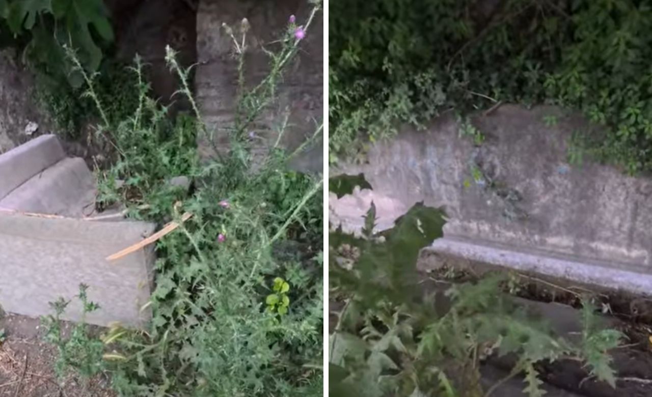 Viterbo – Fontana del Boia nel degrado tra divani abbandonati, erbacce e rifiuti