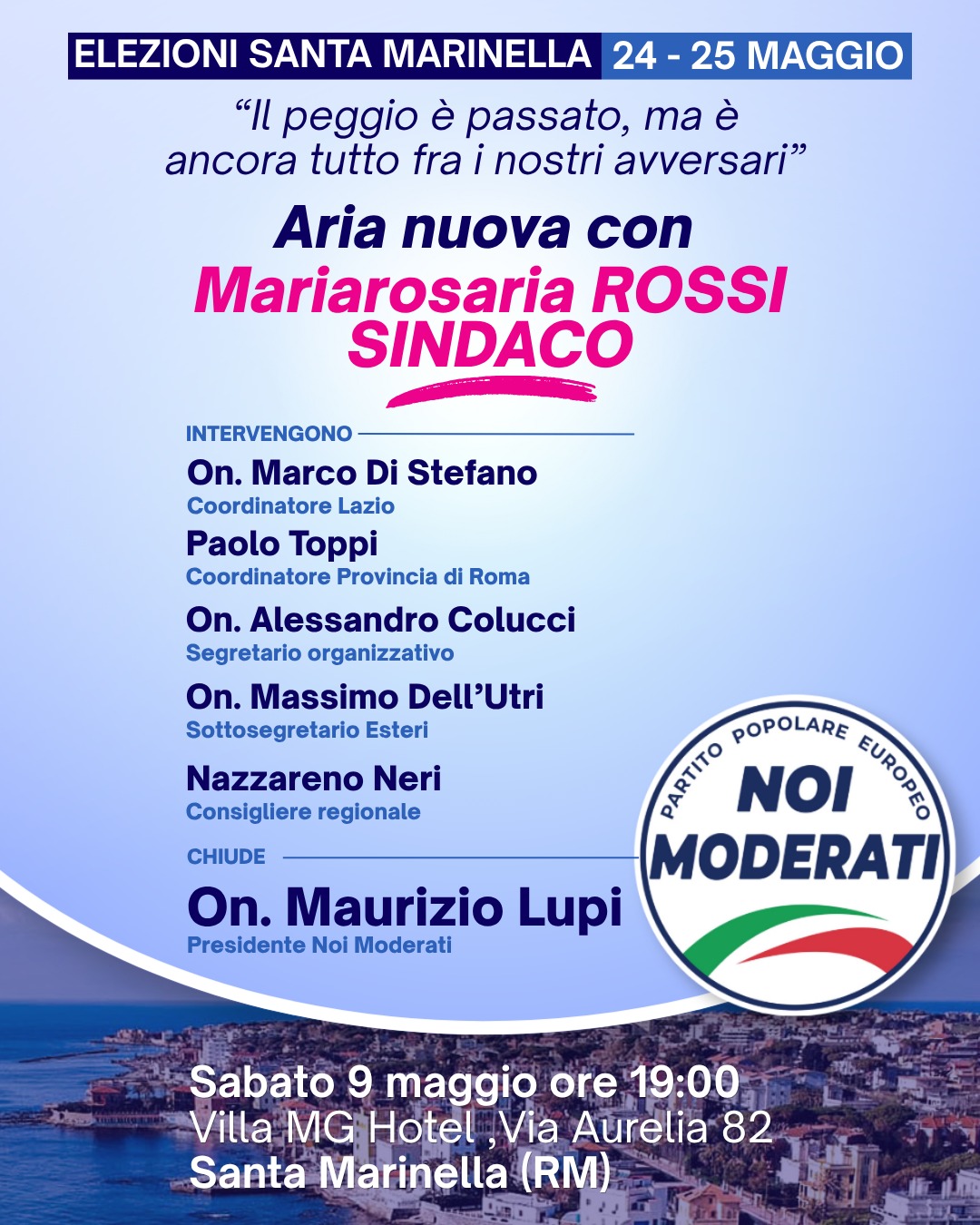 Santa Marinella – “Aria nuova con Mariarosaria Rossi Sindaco”, incontro con Maurizio Lupi e Massimo Dell’Utri