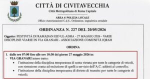Civitavecchia – Tutta via Granari si ferma per la celebrazione islamica dell’Eid ul-Adha (e il Comune la confonde con il ramadam)
