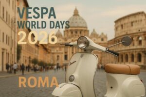 Viterbo – Raduno di vespisti da tutta Europa per gli 80 anni del mitico scooter Piaggio
