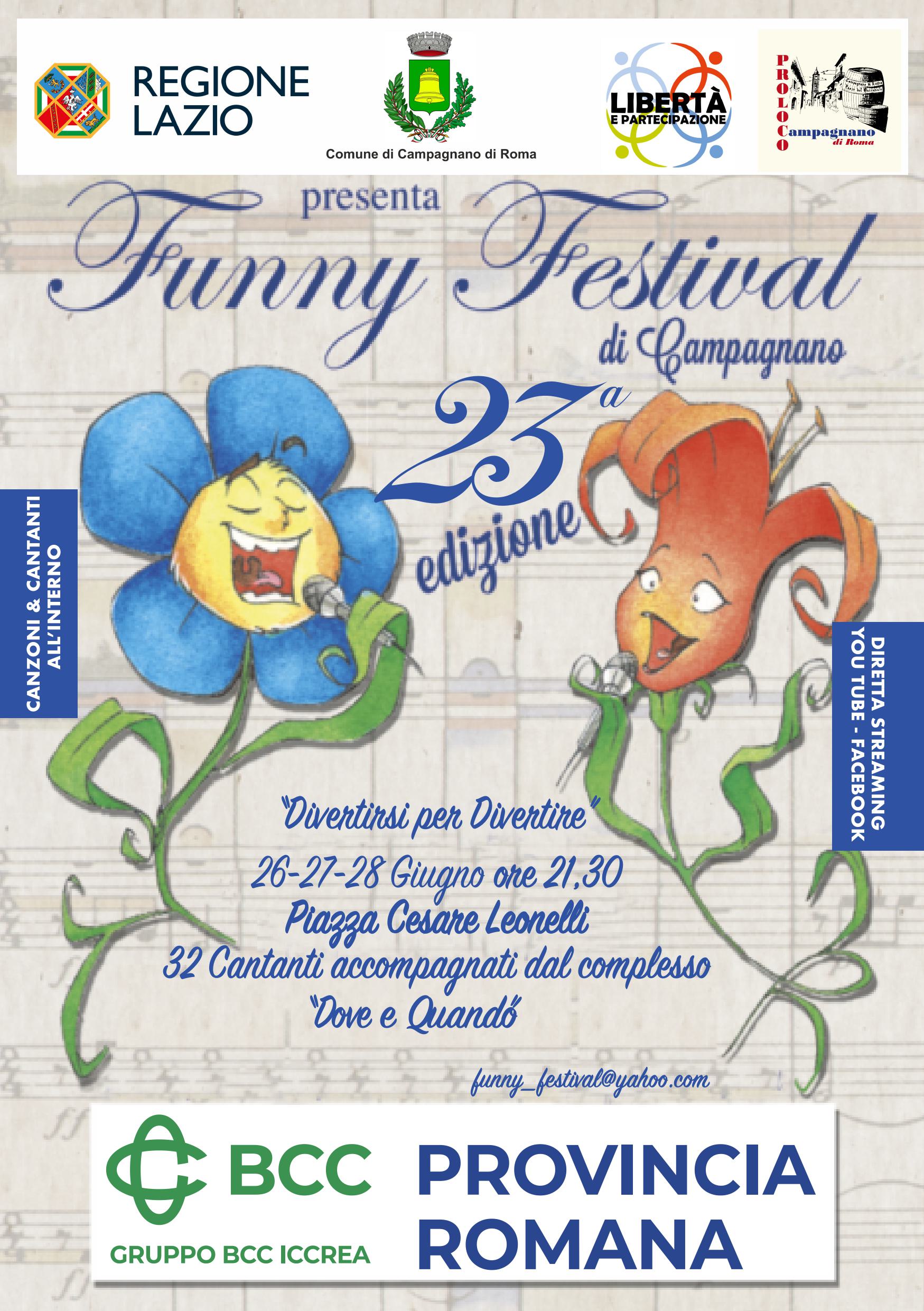 Tre serate di grande musica a Campagnano con il Funny Festival, vetrina d’eccezione per i trentadue artisti selezionati