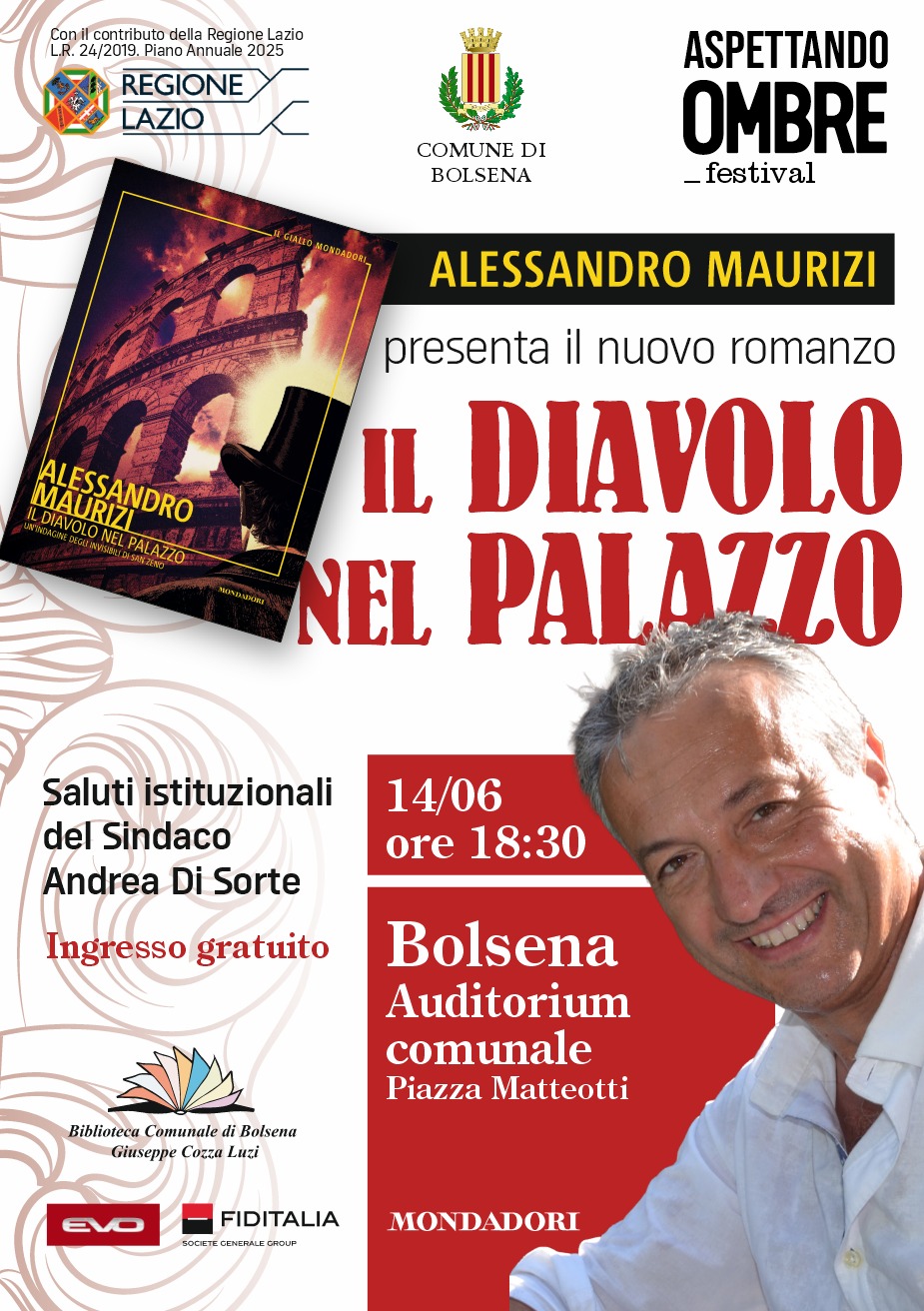 A Bolsena Alessandro Maurizi presenta il secondo giallo storico Mondadori “Il diavolo nel palazzo”