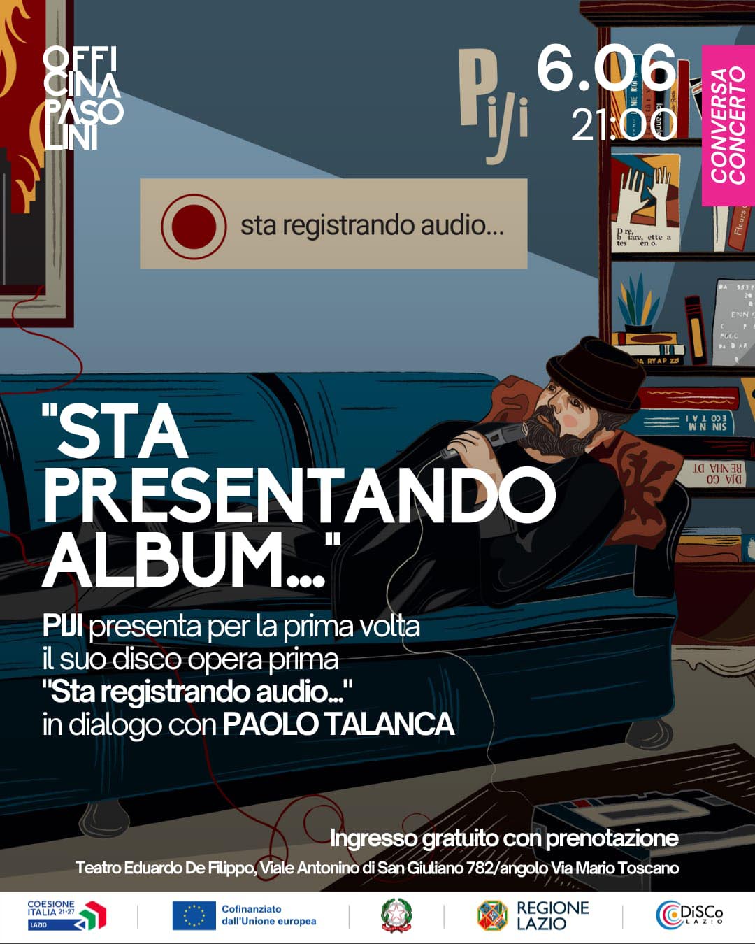 “Sta registrando audio…” Piji presenta dal vivo il suo primo album ufficiale in dialogo con Paolo Talanca