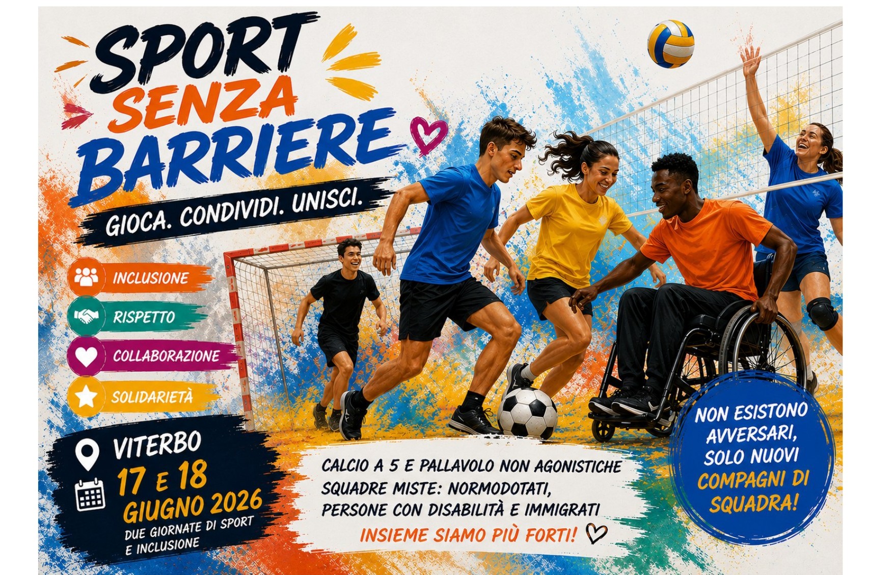 Sport senza barriere: a Viterbo due giornate di inclusione, fair play e condivisione