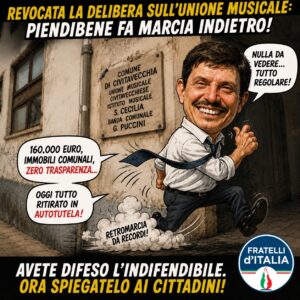 Civitavecchia – Fratelli d’Italia: “Unione musicale, la revoca certifica il fallimento della giunta Piendibene”