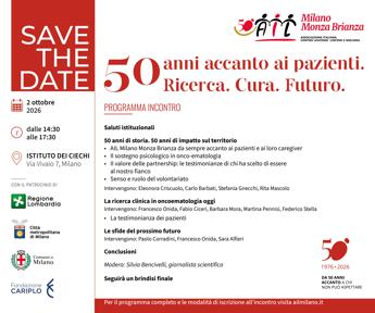 Tumori, Ail Milano Monza Brianza celebra 50 anni accanto ai pazienti oncoematologici