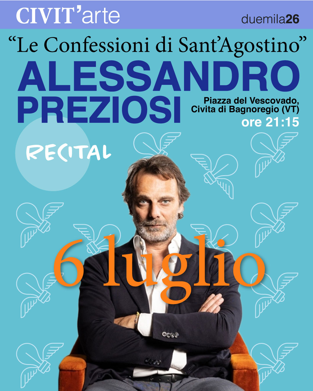 Bagnoregio – Alessandro Preziosi apre Civit’Arte con “Le confessioni di Sant’Agostino”
