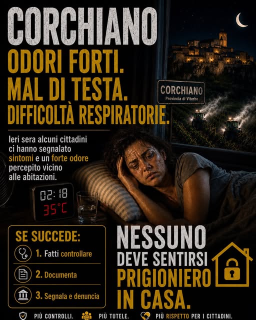 Mal di testa, difficoltà respiratorie e forte disagio: allarme sostanze tossiche a Corchiano