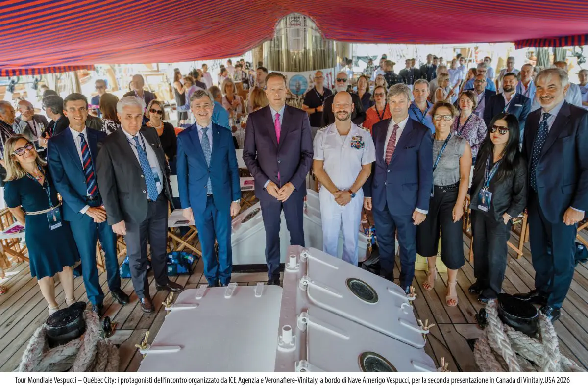 Vinitaly.Usa si presenta a bordo della nave Vespucci nella tappa di Quebec City