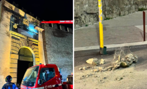 Viterbo – Porta della Verità: fregio cede e cade al suolo sfiorando i passanti