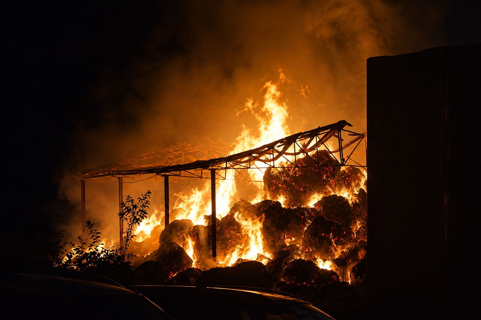 Tuscania – Incendio nella notte, in fiamme un capannone di fieno vicino alla necropoli etrusca