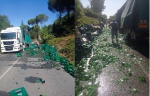 Camion perde le casse d’acqua sulla Flaminia, Borghetto in tilt