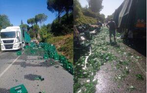 Camion perde le casse d’acqua sulla Flaminia, Borghetto in tilt