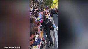 Papa a Parigi, attivisti PETA anti-corrida invadono percorso papamobile