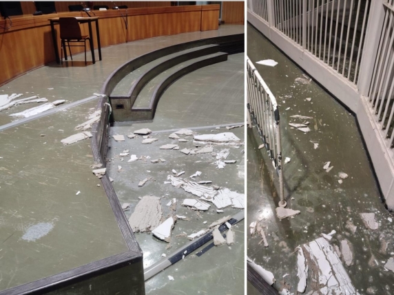 Crollo in aula bunker a Milano a causa del maltempo