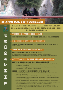 Santa Marinella – 45 anniversario dell’alluvione del 2 ottobre, ecco tutti gli appuntamenti di commemorazione